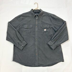 Carhartt Men’s XL Loose Fit Button Down Long Sleeve Shirt Workwear Woven Gray